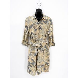 Soft Surroundings Flora Tropical Print Tie Belt Shirt Dress Medium